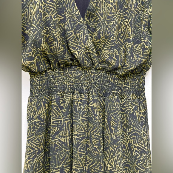 Zara Women's Black Green Polyester Mini Dress Elastic Waist & Wrist Band Size S - Picture 6 of 8